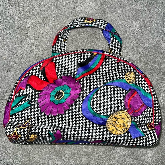 VTG Christian Dior Logo Cosmetic Case Travel Carry All Toiletry Makeup Bag Tote - Picture 3 of 12